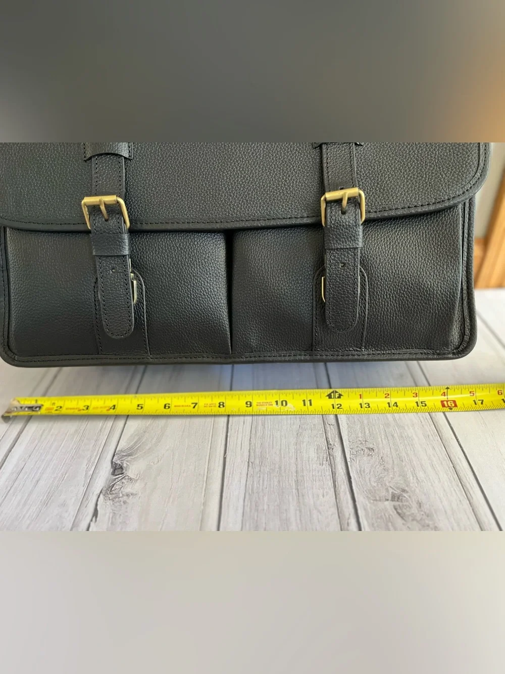 New AmeriLeather black executive black texture leather briefcase with strap